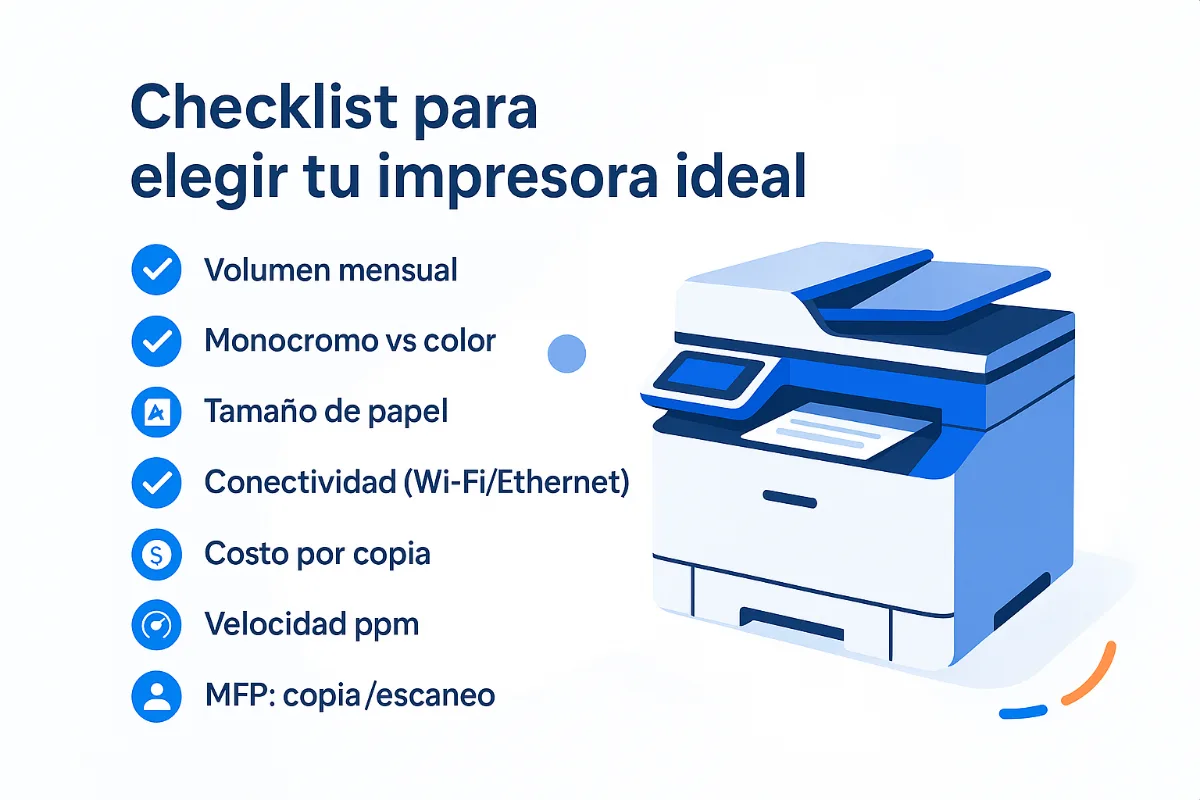 Checklist para elegir tu impresora empresarial